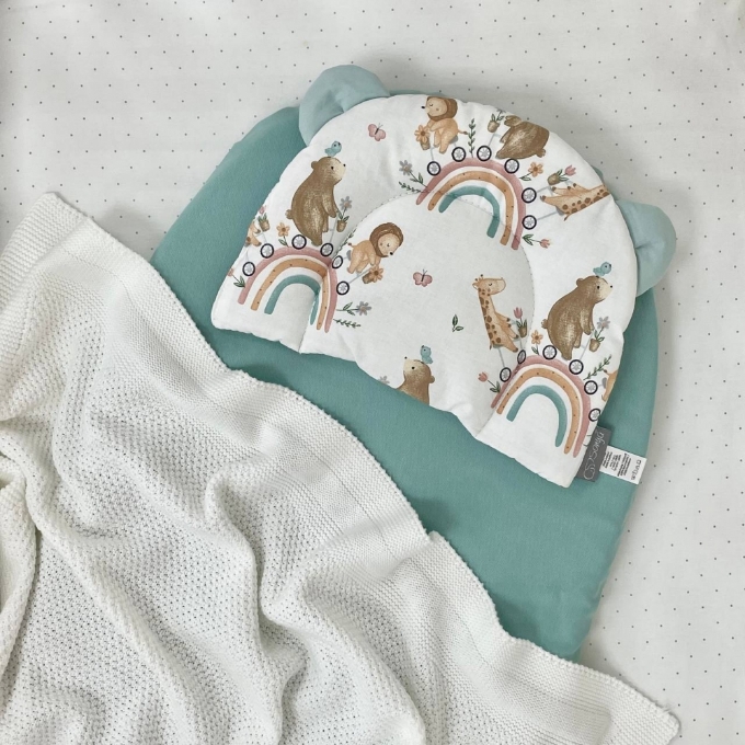Cearsaf pentru carucior bebe copii impermeabil, menta (3)